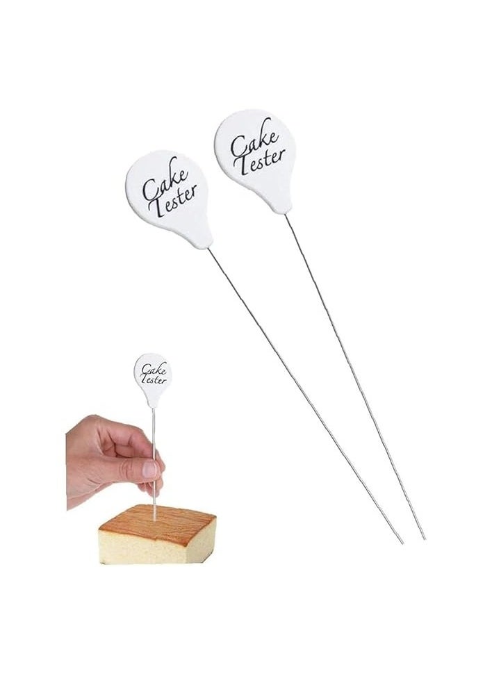 2 Pcs Cake Tester Stainless Steel Cake Skewer Kitchen Cake Tester Probe Skewer Pin Needle Reusable Long Metal Baking Pick Sticks Tool for Home Bakery Cake Testers Baking and Pastry Utensils