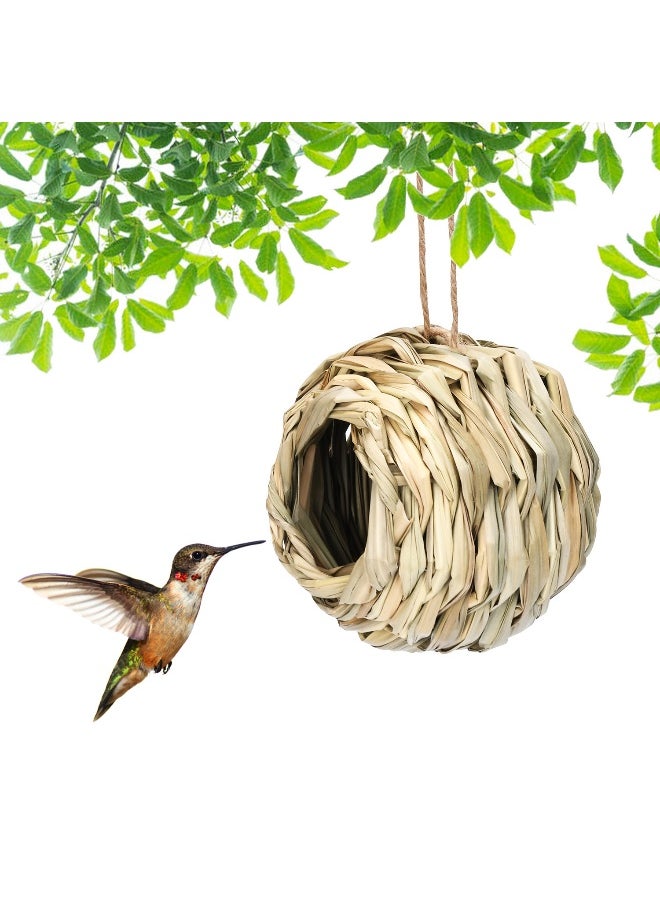 Handcrafted Hibiscus Grass Woven Outdoor Birdhouse for Gardening Decor