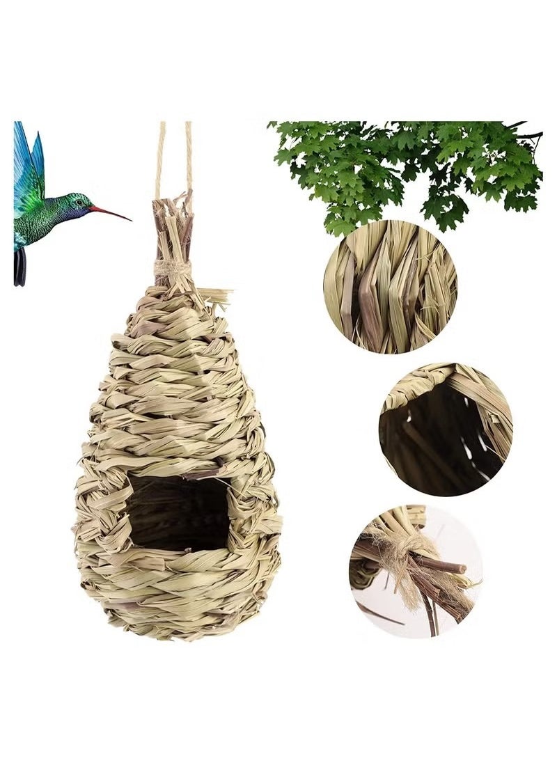 Handcrafted Hibiscus Grass Woven Outdoor Birdhouse for Gardening Decor