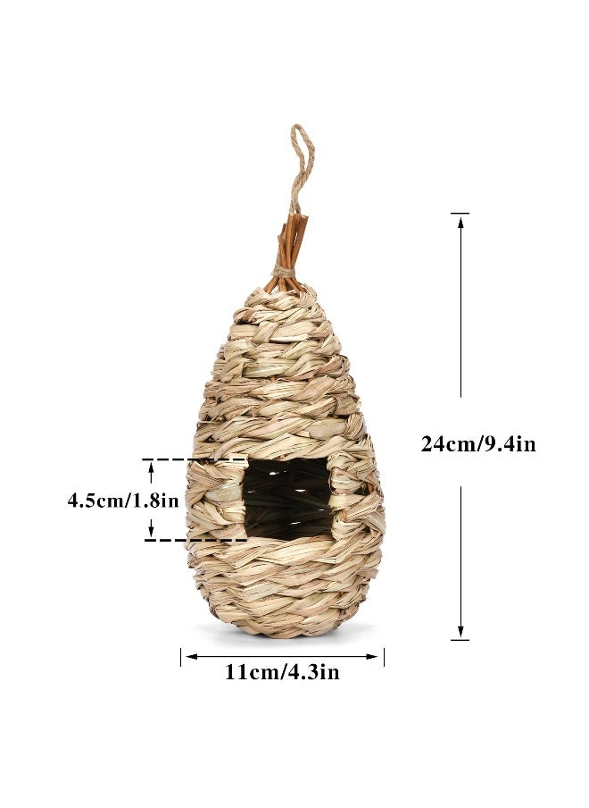 Handcrafted Hibiscus Grass Woven Outdoor Birdhouse for Gardening Decor