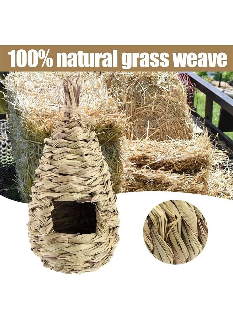 Handcrafted Hibiscus Grass Woven Outdoor Birdhouse for Gardening Decor