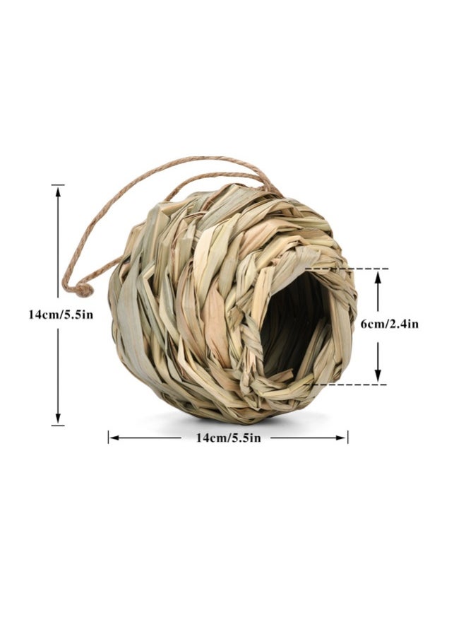 Handcrafted Hibiscus Grass Woven Outdoor Birdhouse for Gardening Decor