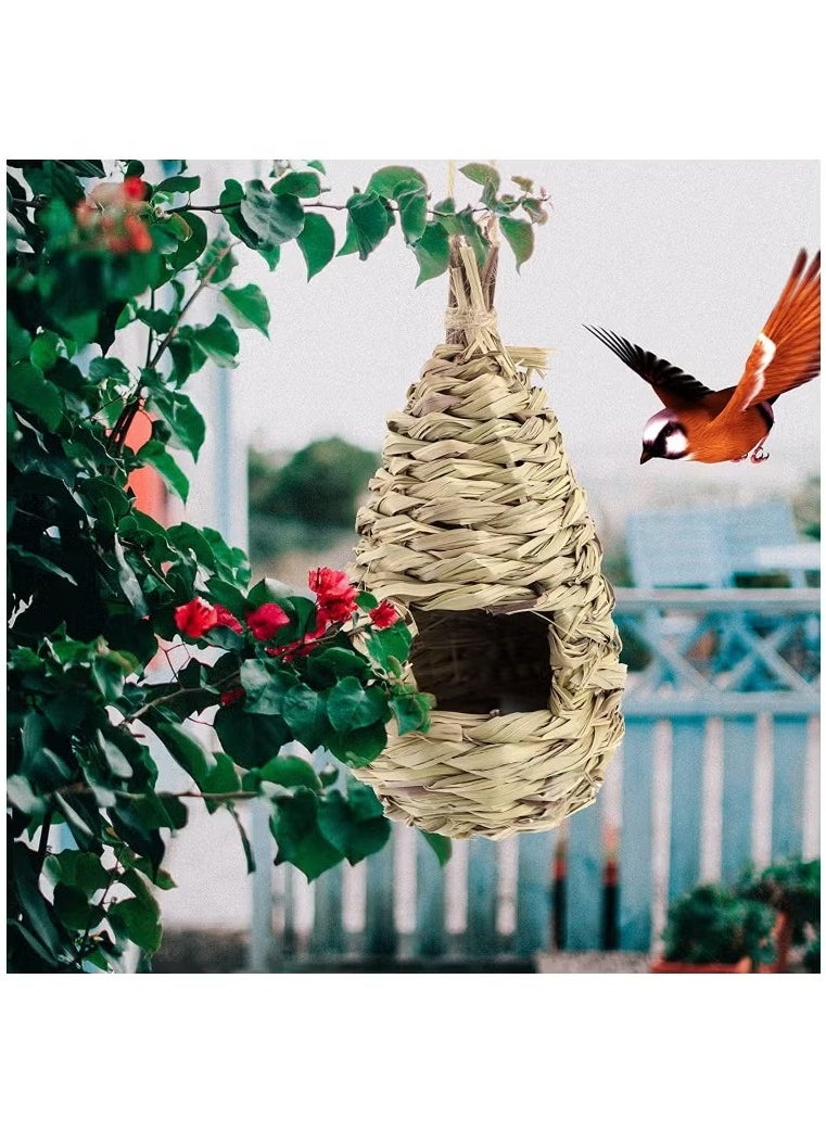 3-Piece Handmade Hibiscus Grass Woven Outdoor Decorative Birdhouse Set