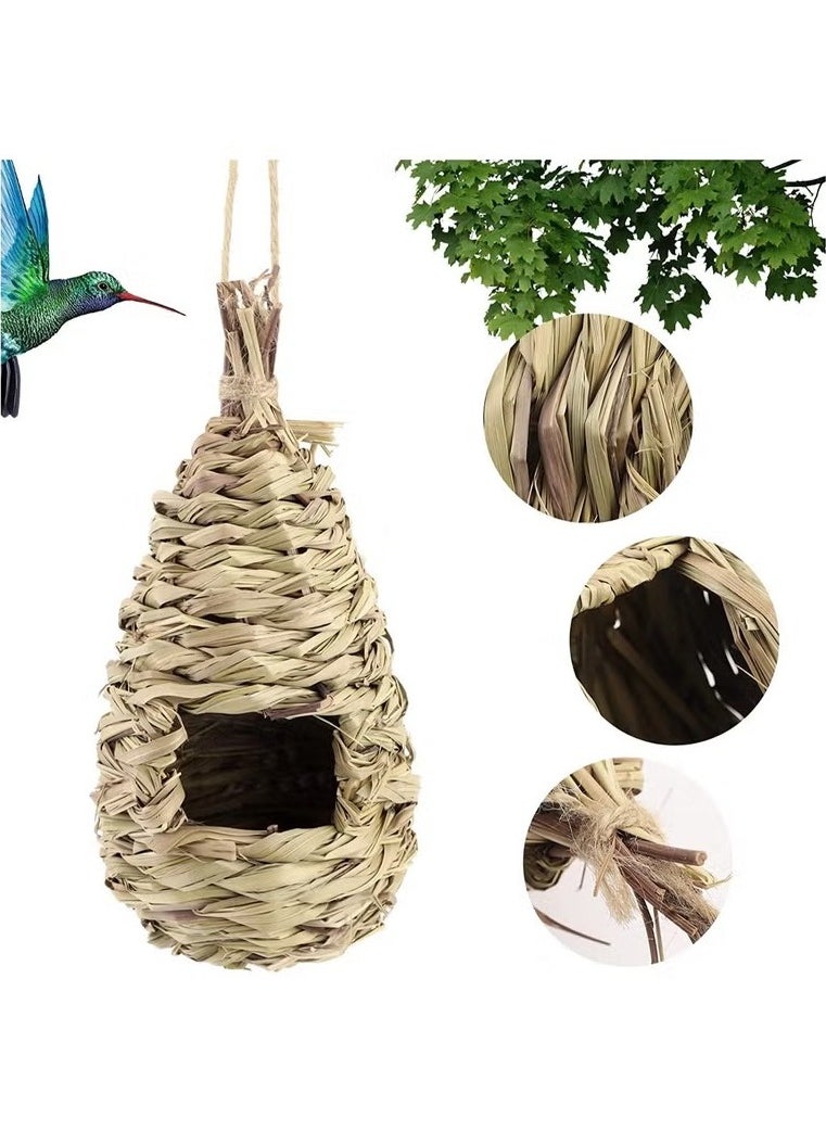 3-Piece Handmade Hibiscus Grass Woven Outdoor Decorative Birdhouse Set