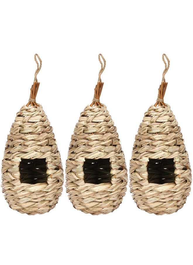 3-Piece Handmade Hibiscus Grass Woven Outdoor Decorative Birdhouse Set