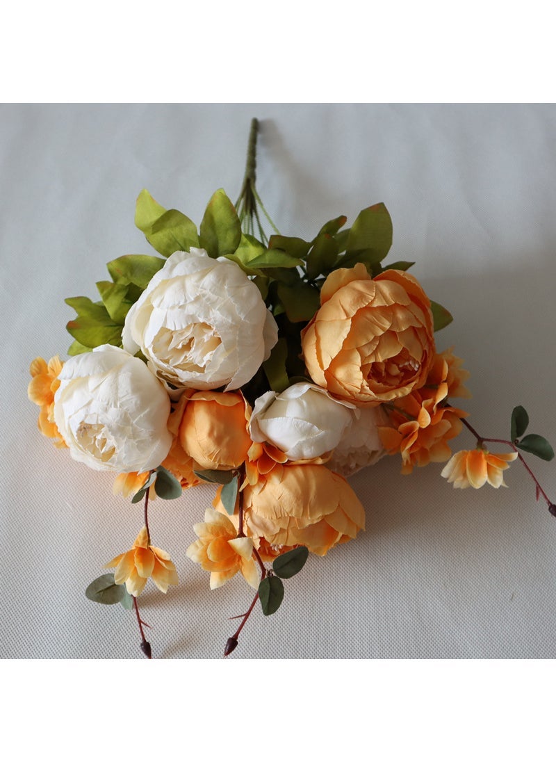 Autumn peony 13 European-style core-wrapped Peony Bouquet wedding home floral simulation flower peony flower wholesale New Orange