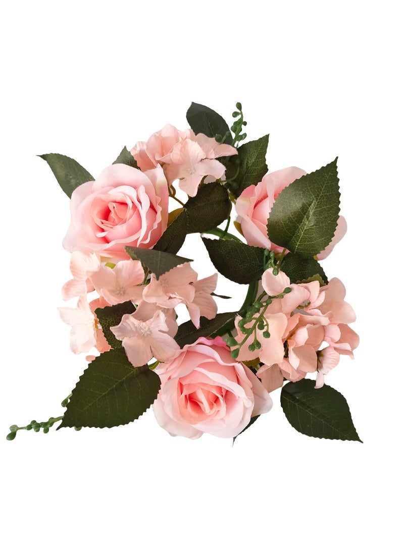 20cm European Style Faux Rose Wreath Centerpiece Pink