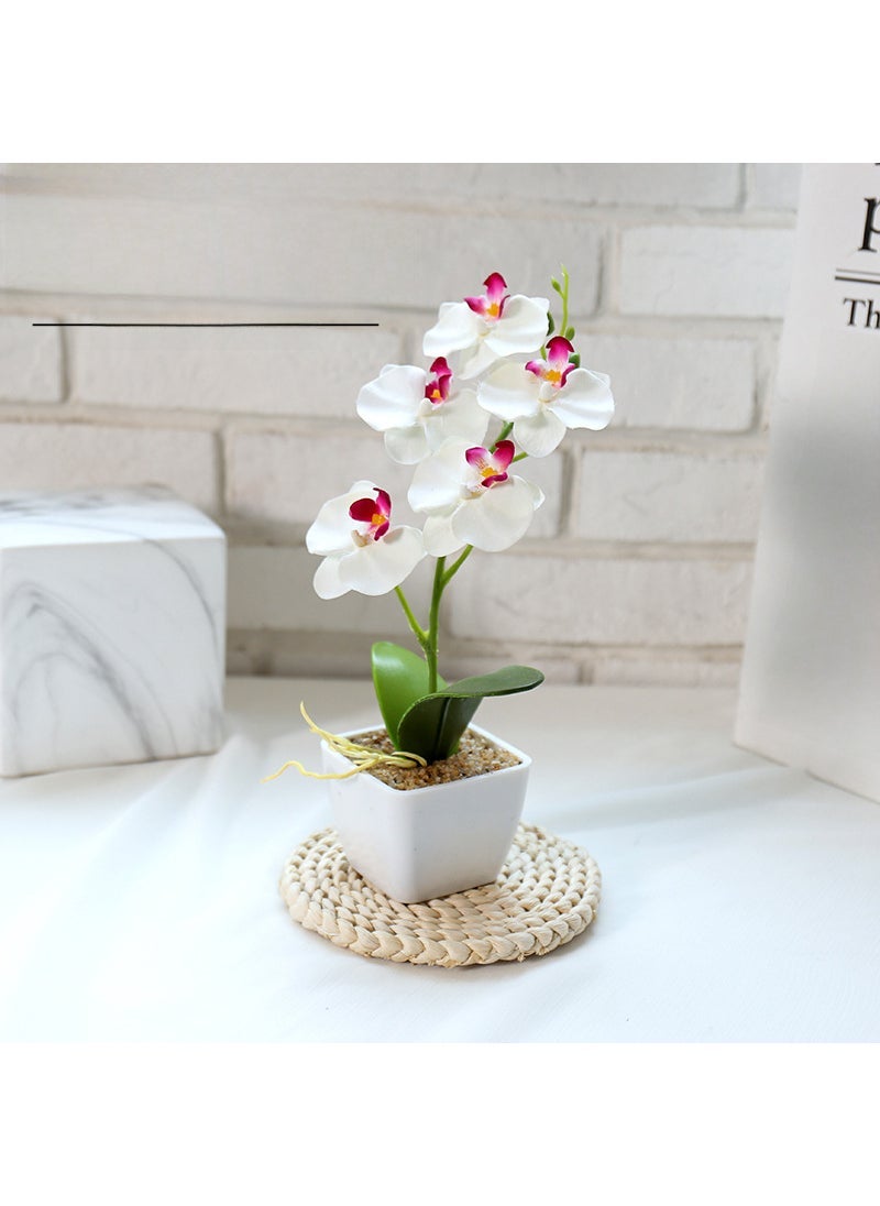 Artificial Butterfly Orchid Potted Plant JH2422 white (plastic basin)