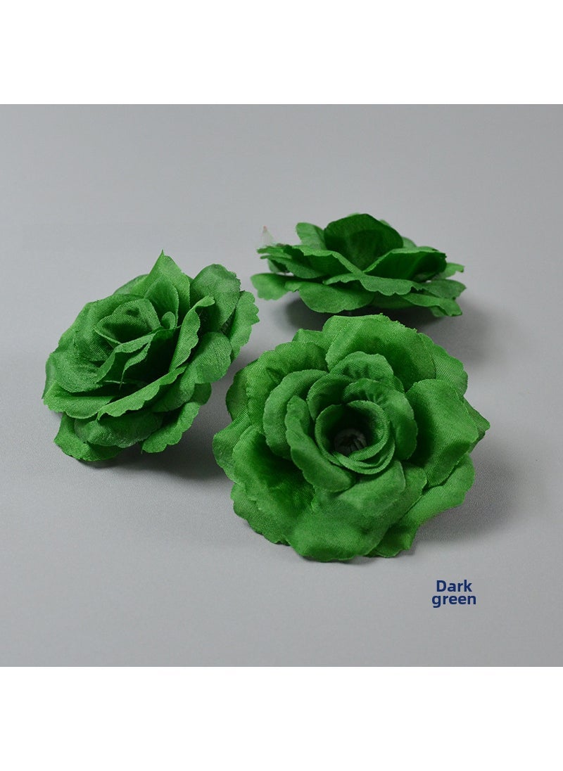 Artificial Rose Flower Heads for Wedding Dark green