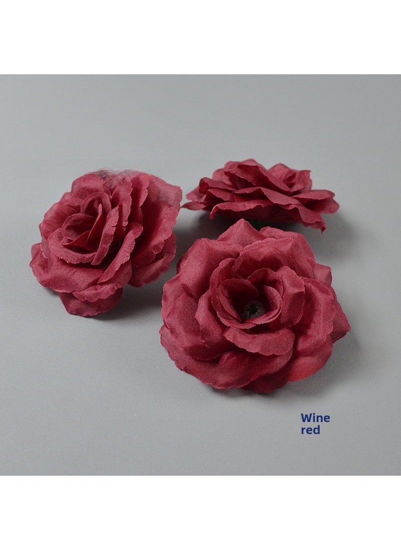 Artificial Rose Flower Heads for Wedding Wine Red