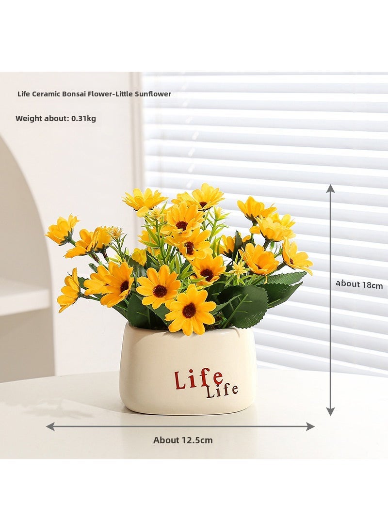 Artificial Hydrangea Potted Plant Decor Small Sunflower-Life Basin