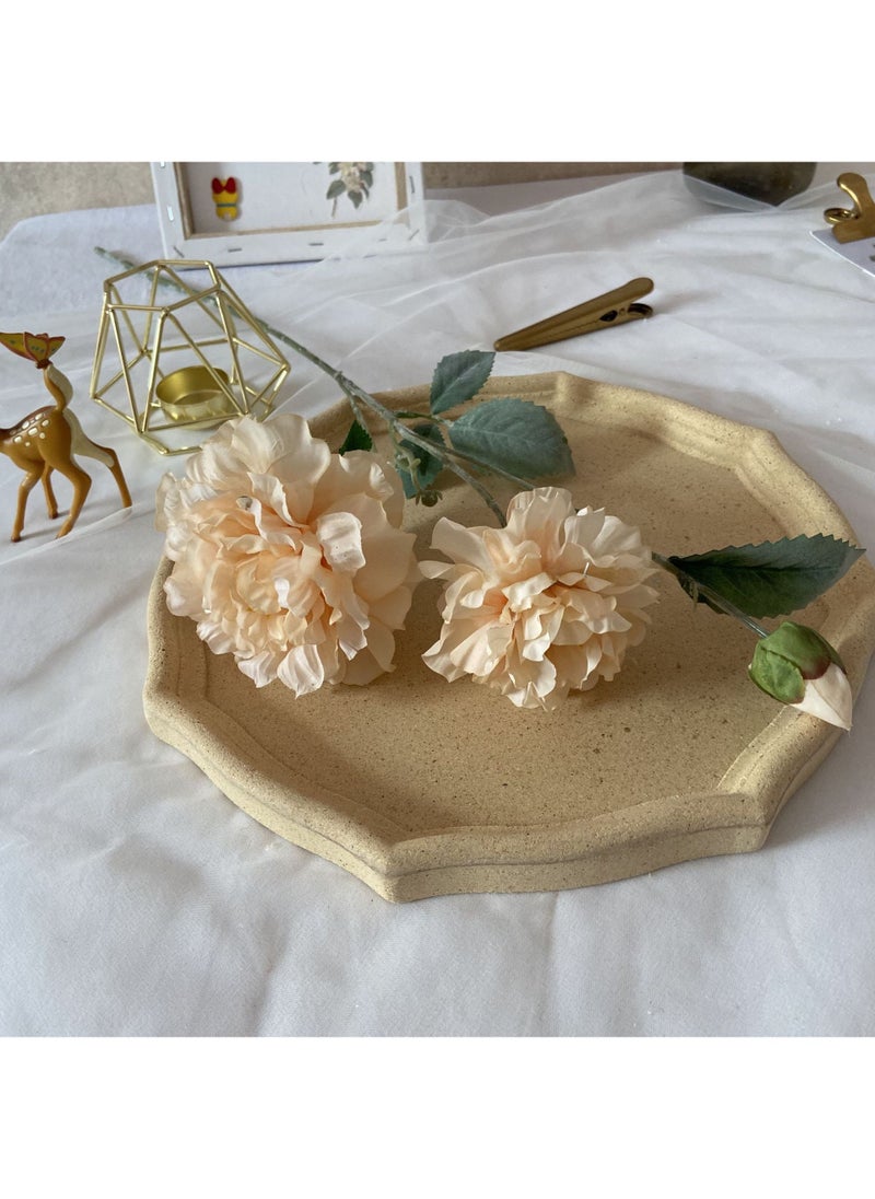 1 x 5 pcs 3-Head Peony Silk Flowers Elegant Artificial Bouquet Champagne