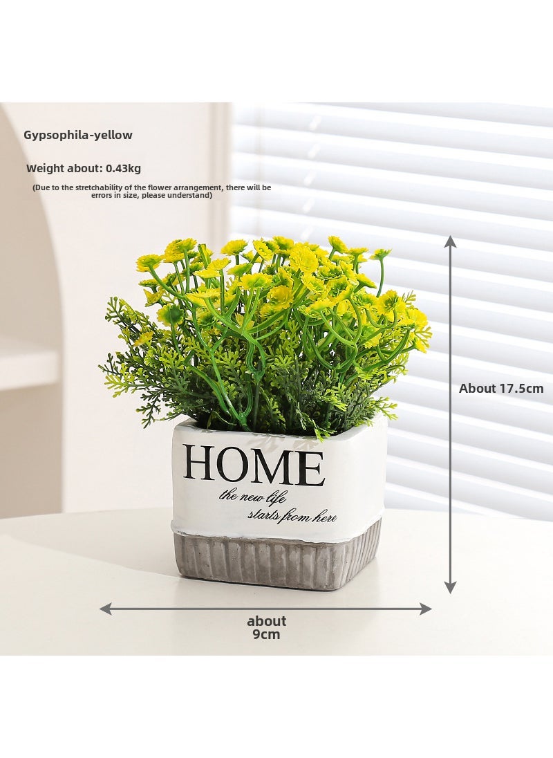 Artificial Hydrangea Potted Plant Decor Yellow starry sky-HOME basin