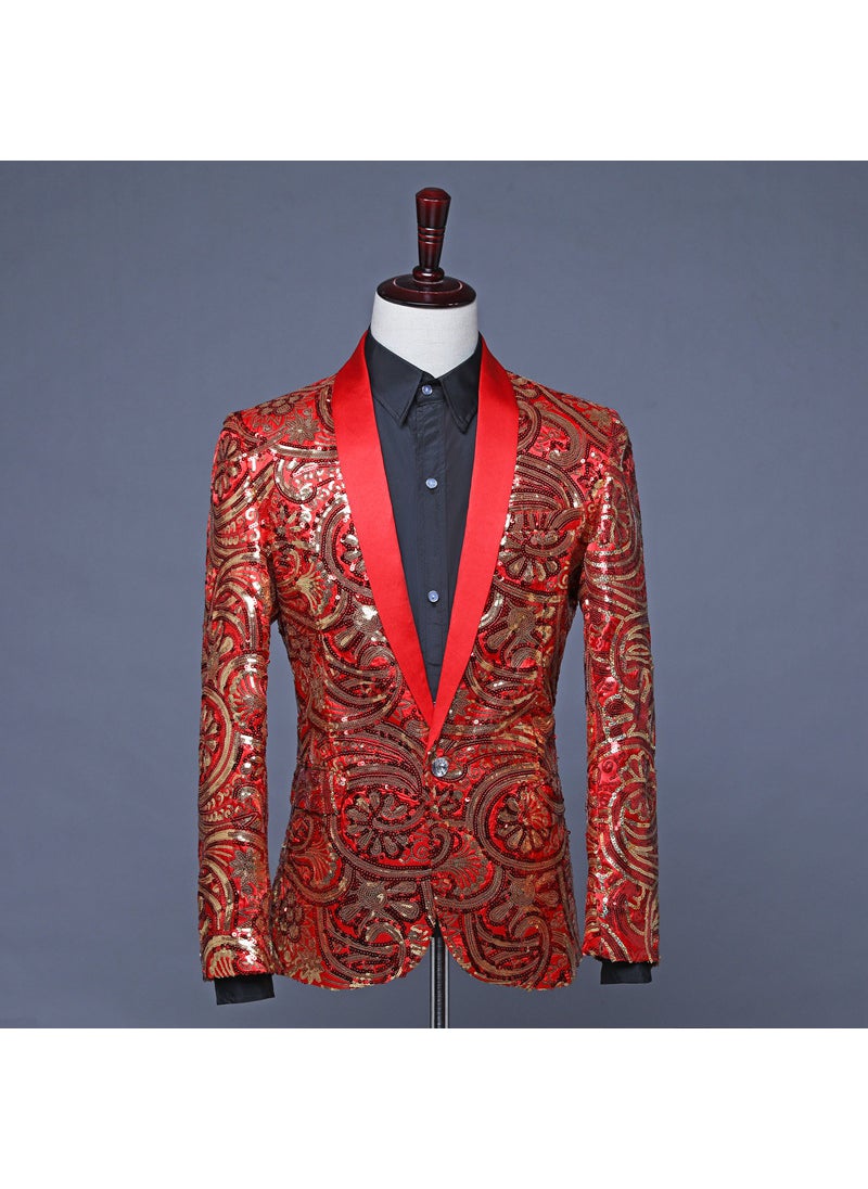 1 x 5 pcs Photography Studio Mens Sequin Jacket Red