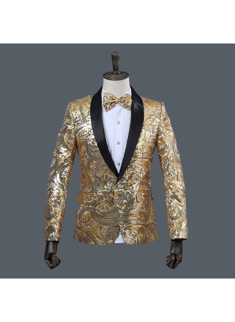 1 x 5 pcs Photography Studio Mens Sequin Jacket Gold