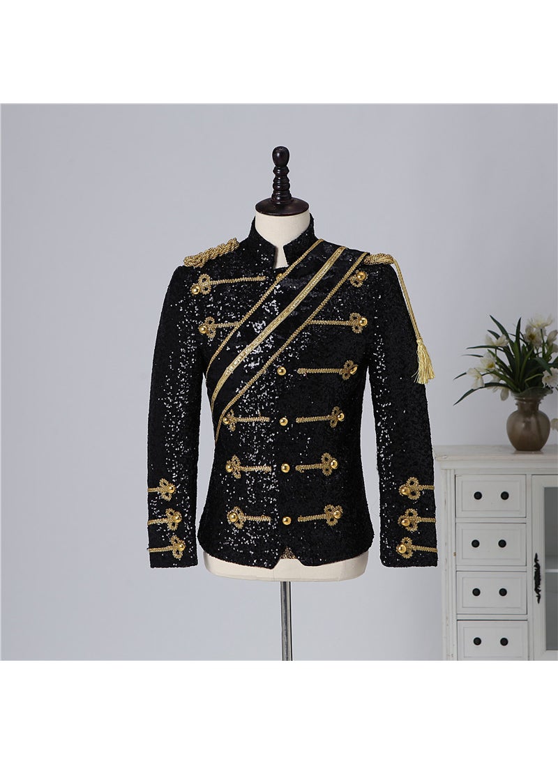 Mens Sequin Blazer Michael Jackson Style Black