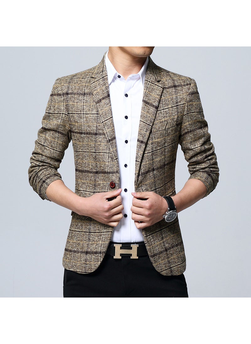 1 x 5 pcs Mens Slim Fit Blazer Casual Korean Suit Jacket 603 khaki