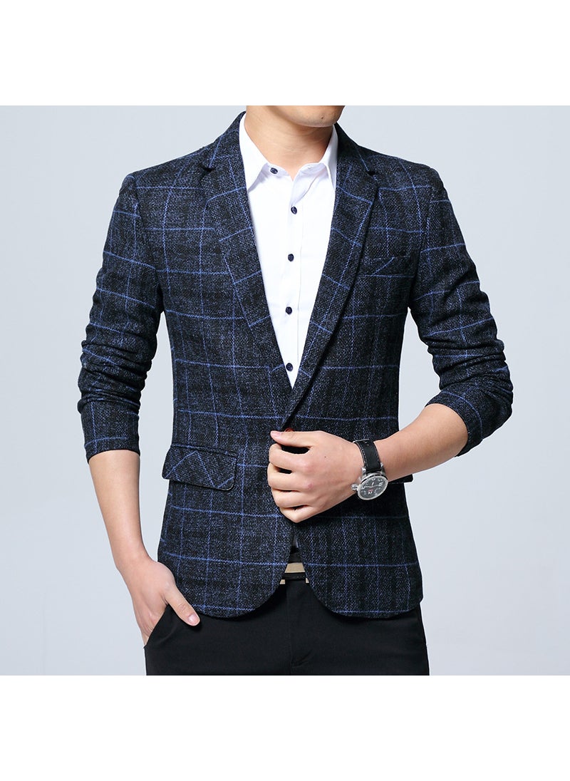 1 x 5 pcs Mens Slim Fit Blazer Casual Korean Suit Jacket 603 Blue