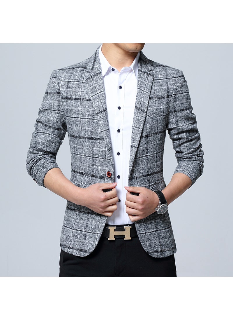 1 x 5 pcs Mens Slim Fit Blazer Casual Korean Suit Jacket 603 Gray