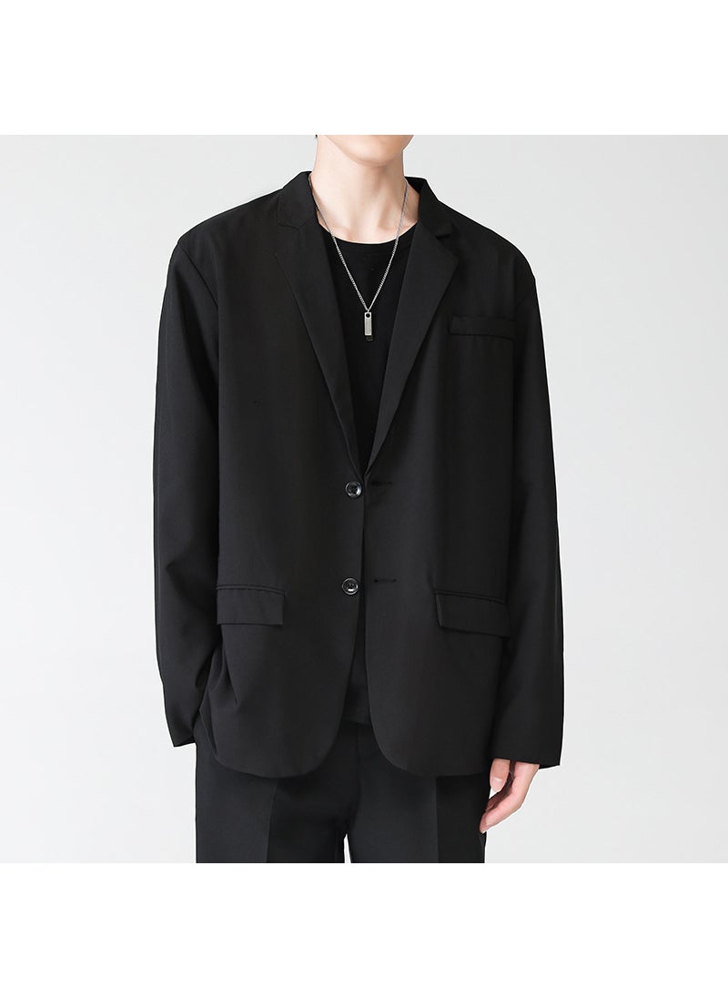 LKTM Mens Korean Style Casual Suit Jacket Black