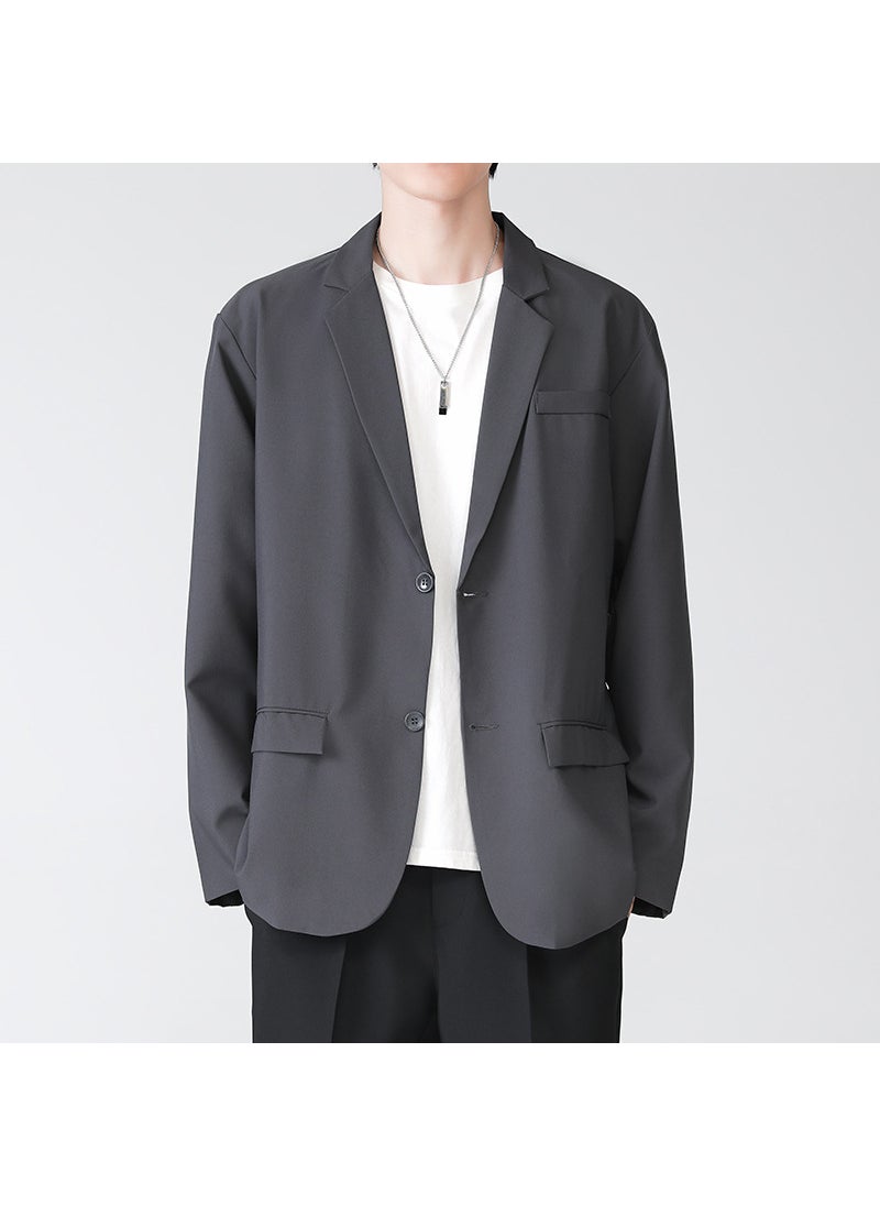 LKTM Mens Korean Style Casual Suit Jacket Gray