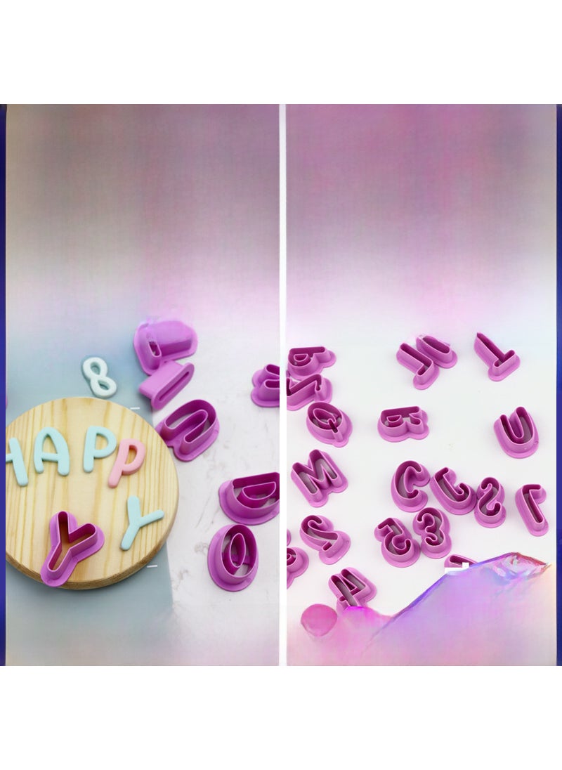 1 x 5 pcs 35pcs Alphabet Number Cookie Cutters Purple