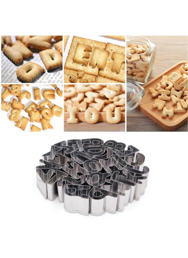 26-Piece Stainless Steel Alphabet Letter Shape Cookie Silver