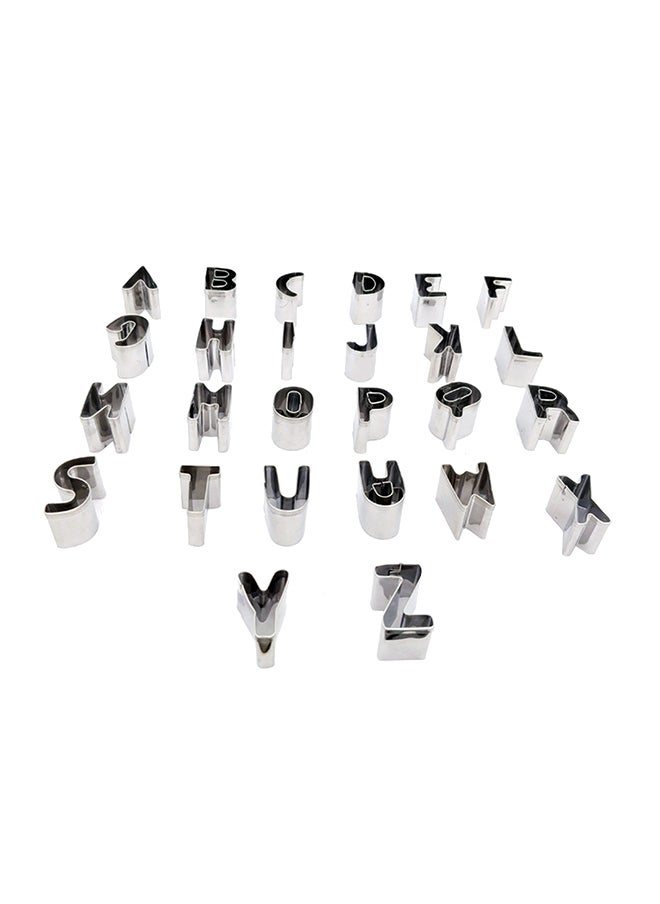 26-Piece Stainless Steel Alphabet Letter Shape Cookie Silver