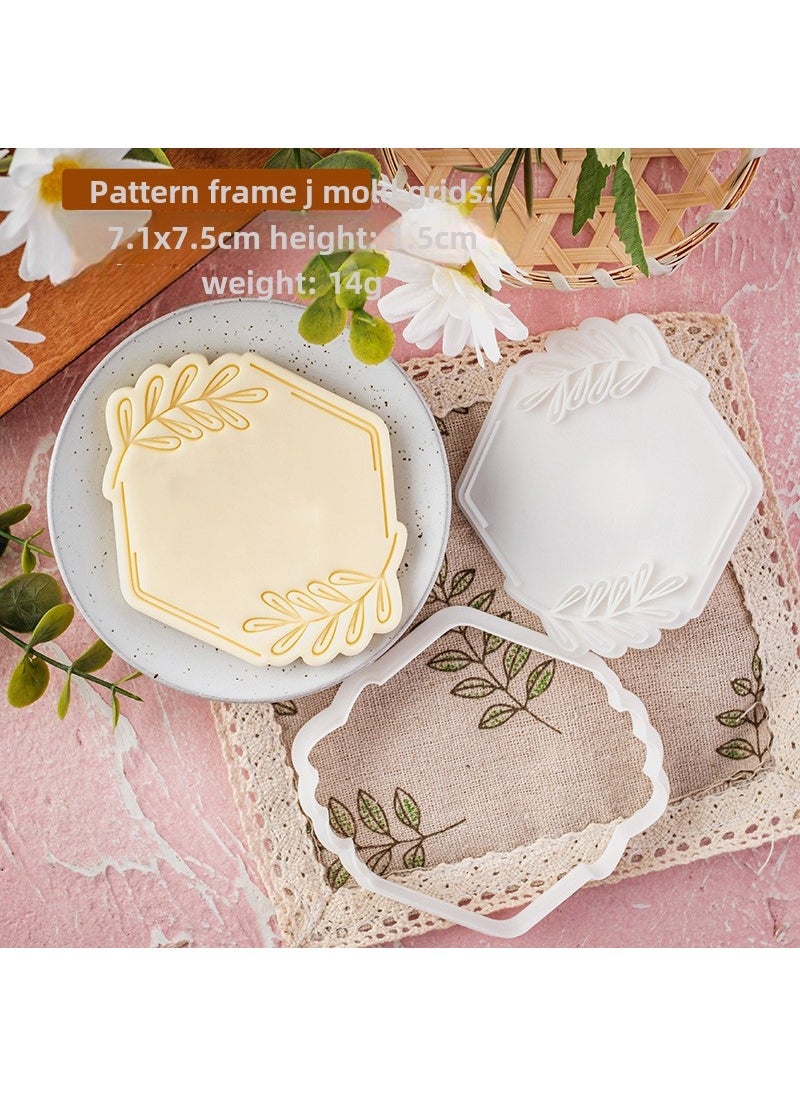 1 x 5 pcs Korean Style Fondant Cookie Mold for Wedding PC0671-Pattern Frame J