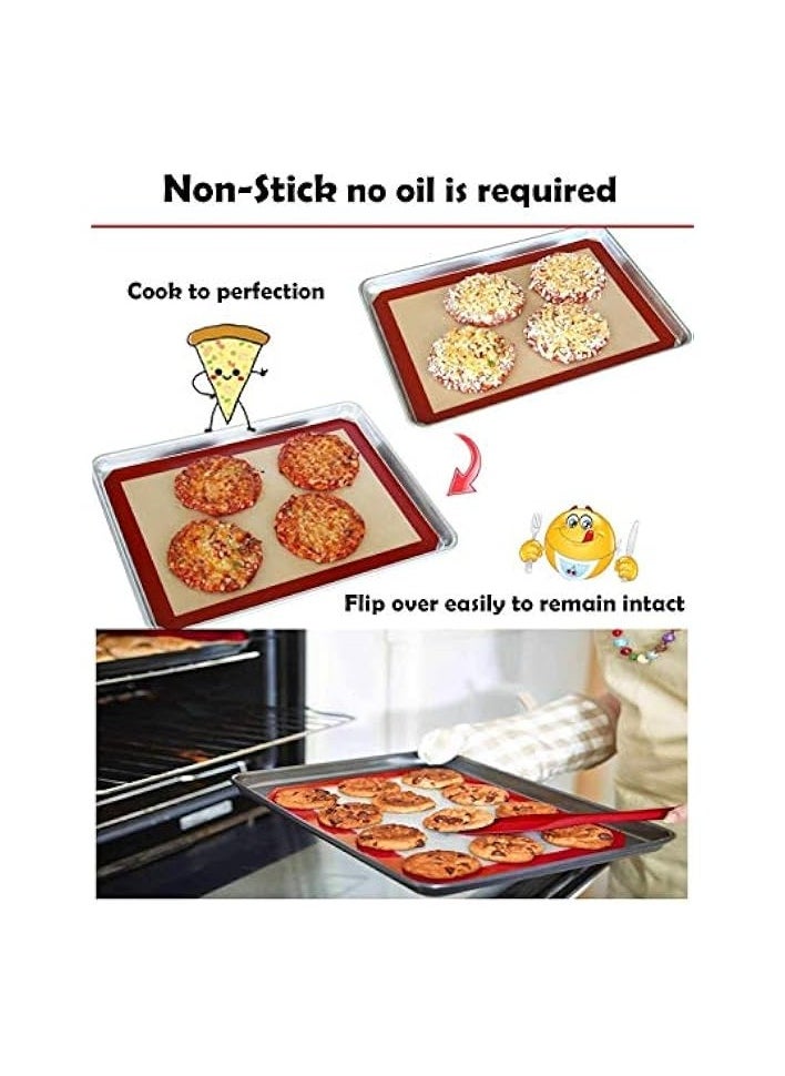 2 Pack Silicone Baking Mat, Non-Stick Heat Resistant Premium Silicone Baking Mat for Cookies, Pizzas, Pretzels and More (16.5 inch x 11.6 inch)