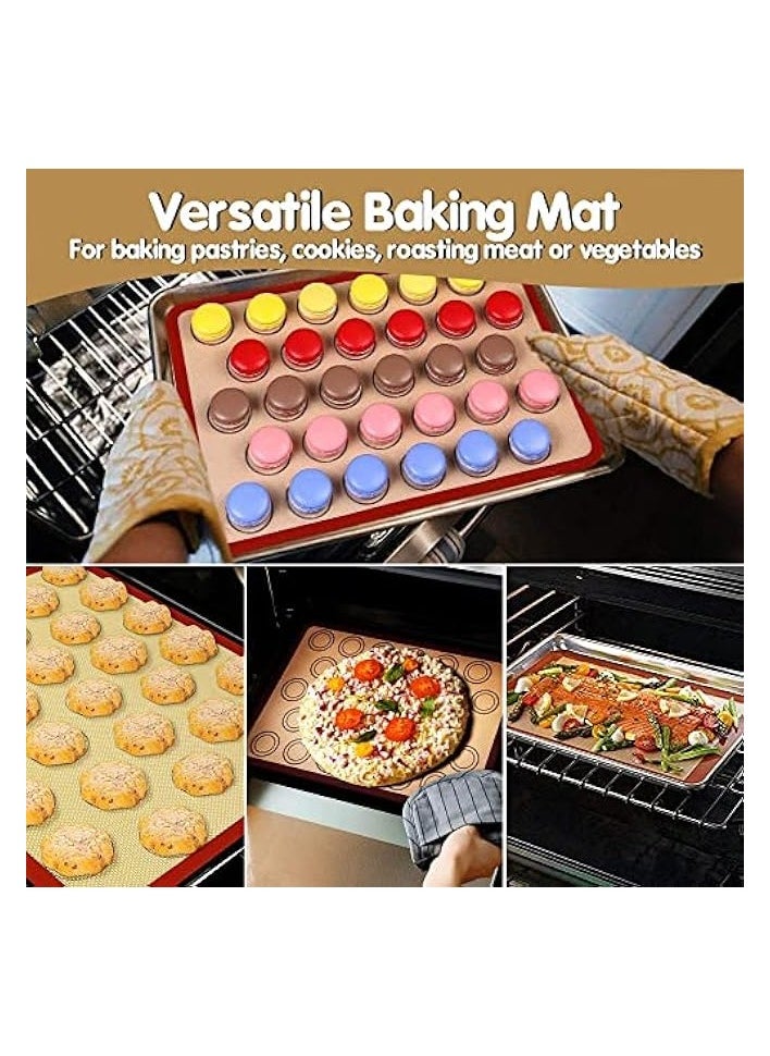 2-pack of silicone baking mats, oven silicone mats, non-stick and reusable tray liners, BPA-free non-toxic and odorless professional grade silicone baking pans for baking cookies