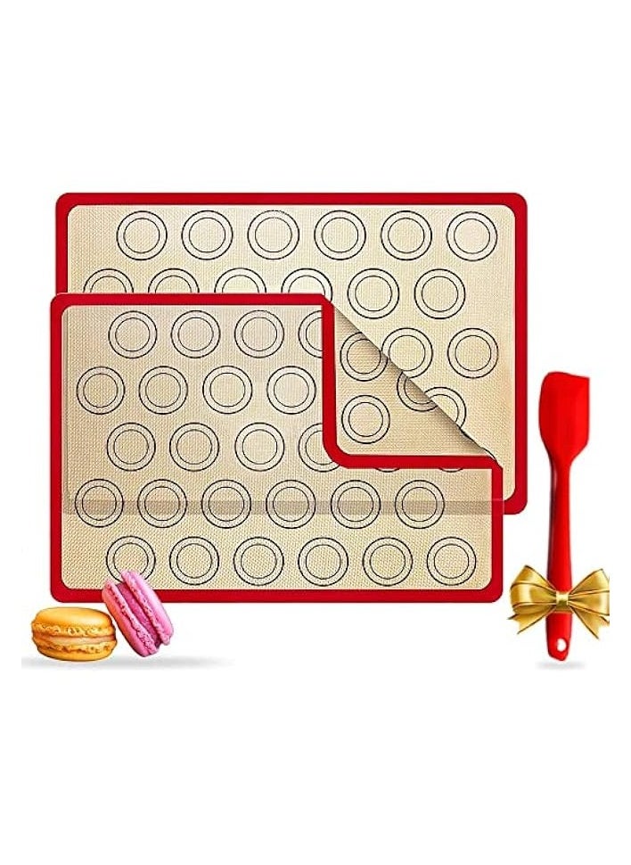 2-pack of silicone baking mats, oven silicone mats, non-stick and reusable tray liners, BPA-free non-toxic and odorless professional grade silicone baking pans for baking cookies