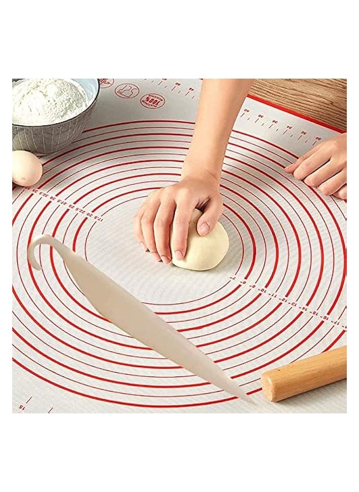 Silicon mat 60 * 40 for dough, bakery, cake, including an illustrated graphic of the sizes and basic sizes of pizza, ease of use of the rotating stick on them, domy, Red