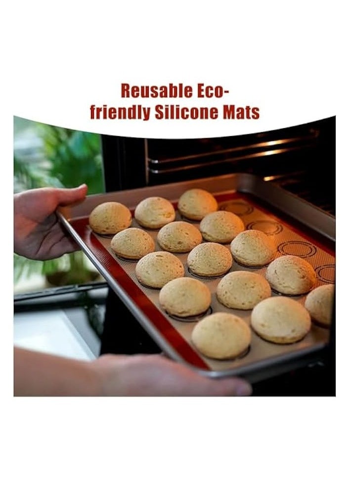 7 Pcs Silicone Baking Mats, Pastry Mat Non Stick Reusable, with Silicone Brush and Spatula, Washable Baking Tools Set for Cake Cookie Pizza Bread Making