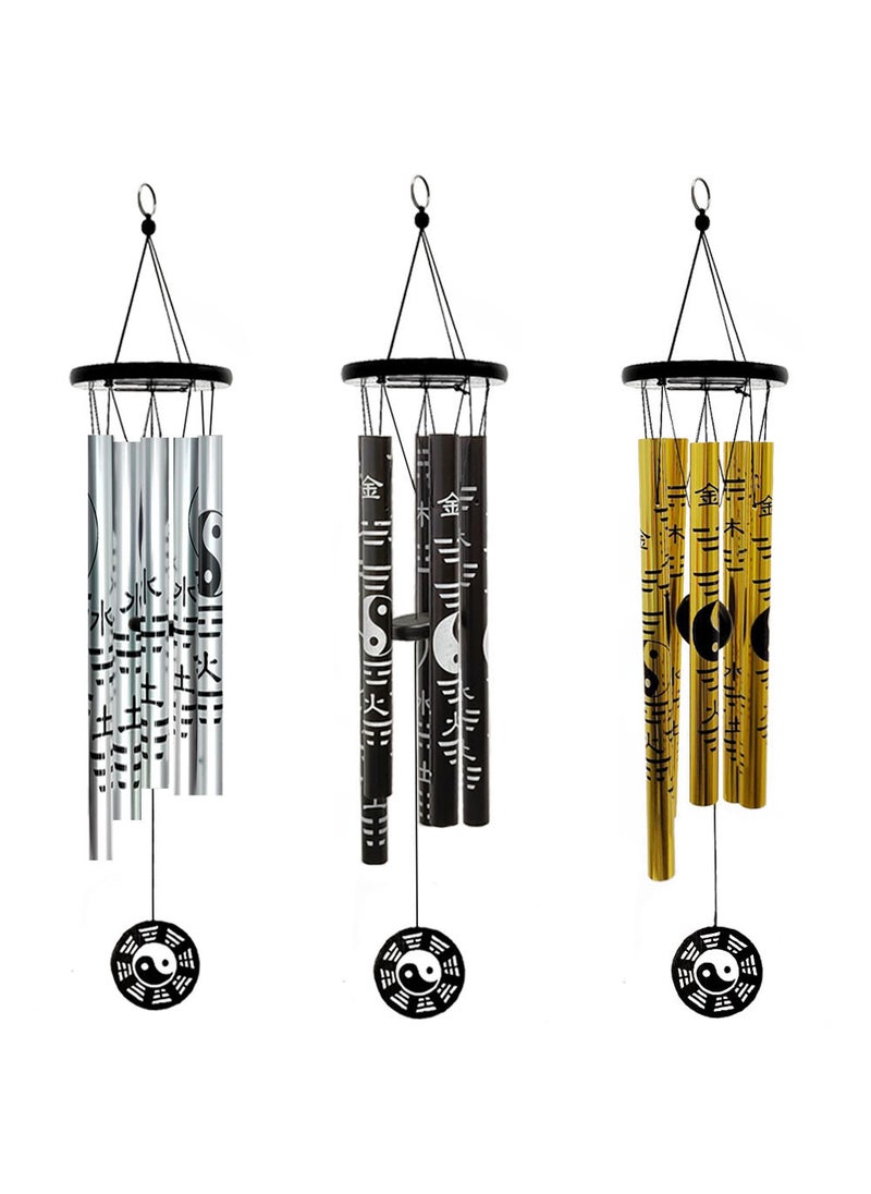 Metal Bagua Wind Chimes Indoor Outdoor Decor M0101 Large Silver