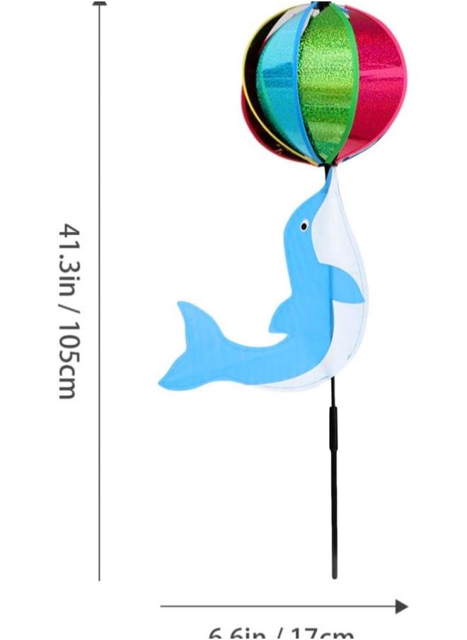 Garden Wind Spinners Cartoon 3D Dolphins Head Ball Turning Pinwheels Toy Windmills Ornaments for Christmas Outdoor Courtyard Yard Lawn Patio Garden Kids Toy