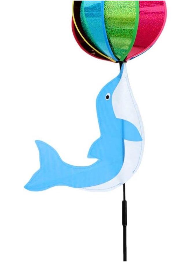 Garden Wind Spinners Cartoon 3D Dolphins Head Ball Turning Pinwheels Toy Windmills Ornaments for Christmas Outdoor Courtyard Yard Lawn Patio Garden Kids Toy