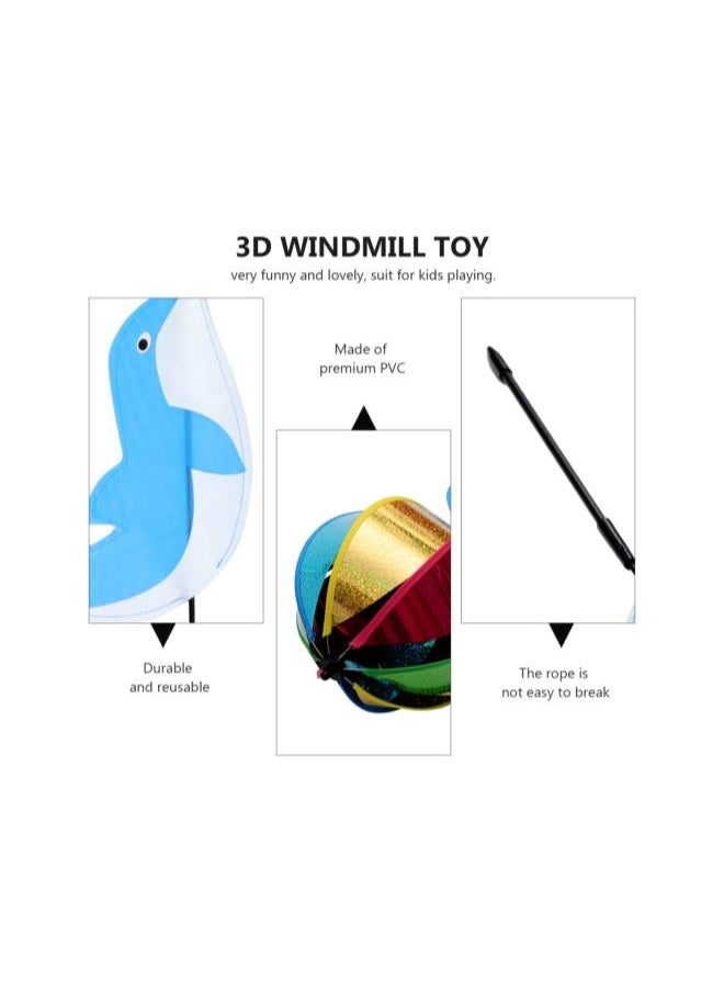 Garden Wind Spinners Cartoon 3D Dolphins Head Ball Turning Pinwheels Toy Windmills Ornaments for Christmas Outdoor Courtyard Yard Lawn Patio Garden Kids Toy