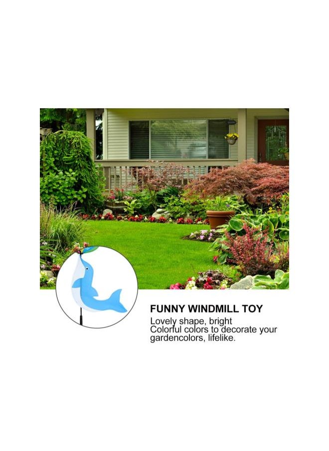 Garden Wind Spinners Cartoon 3D Dolphins Head Ball Turning Pinwheels Toy Windmills Ornaments for Christmas Outdoor Courtyard Yard Lawn Patio Garden Kids Toy