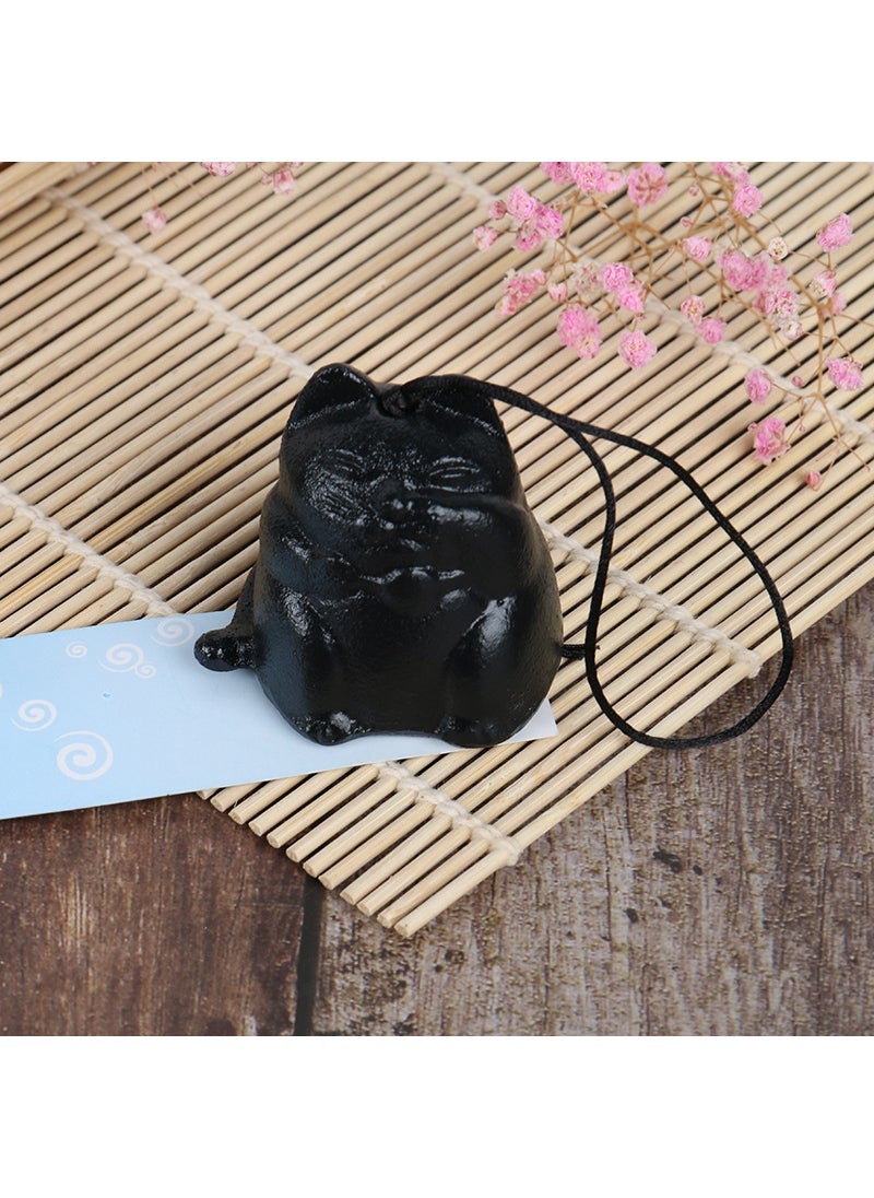 1 x 5 pcs Japanese Cast Iron Wind Chimes Fuji Decor Black Lucky Cat