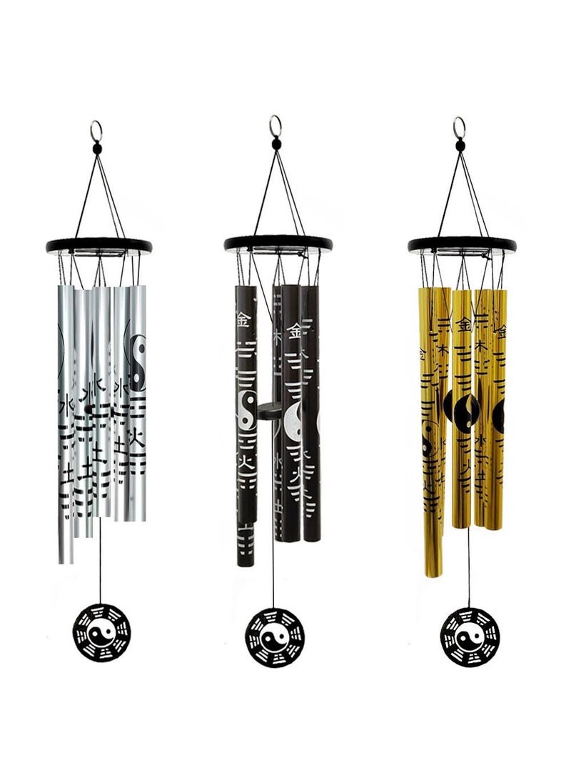 Metal Bagua Wind Chimes Indoor Outdoor Decor M0105 medium black