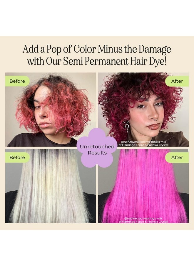 Semi Permanent Hair Color | Color Depositing Conditioner | Pink Hair Dye | No Bleach, No Peroxide Temporary Flamingo Topaz Tint For Women, Men | Vegan, Ammonia Free, Sulfate Free, Ready To Use 6Oz