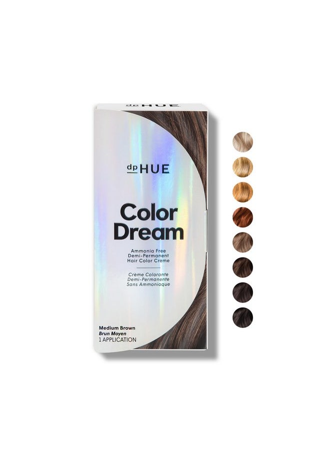 Color Dream, Medium Brown - Ammonia-Free, Demi-Permanent Hair Color - Lasts 16 Washes - Boosts Shine - Cruelty Free, Paraben Free, Sulfate Free, Leaping Bunny Certified - 4 Oz