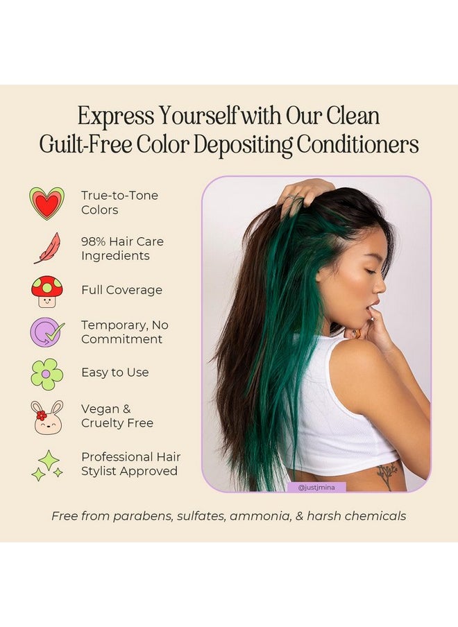 Semi Permanent Hair Color | Color Depositing Conditioner | Emerald Green Hair Dye | No Bleach & No Peroxide Temporary Tint For Women & Men | Vegan, Ammonia Free, & Sulfate Free | Ready To Use, 6Oz