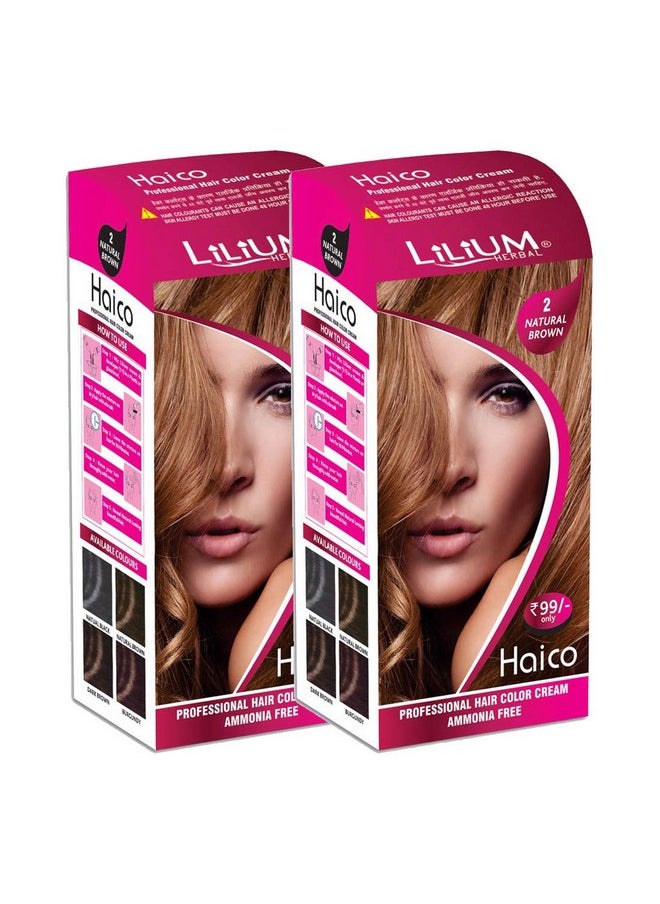 Haico Professional Natural Brown Hair Color Cream Ammonia Free Pack Of 2