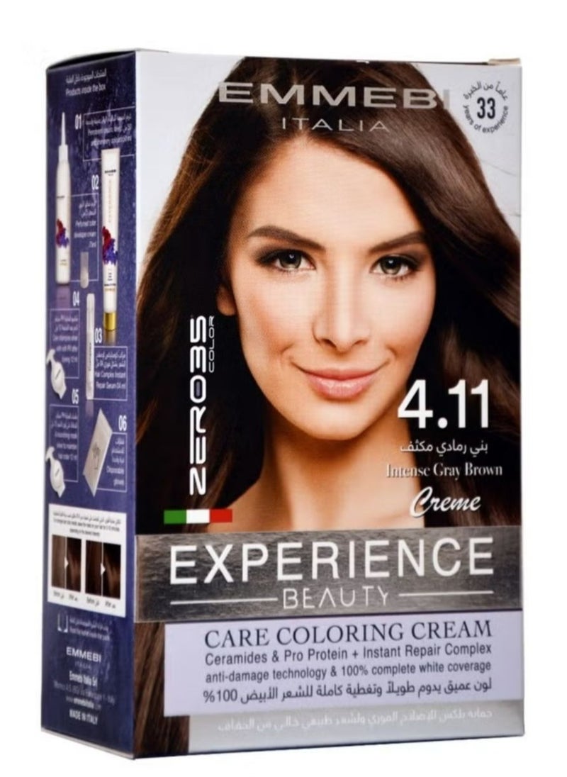 Beauty Experience Care Coloring Cream Intense Gray Brown 4.11