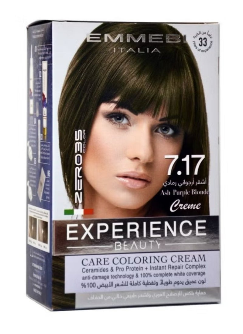 Beauty Experience Care Coloring Cream Ash Purple Blonde 7.17