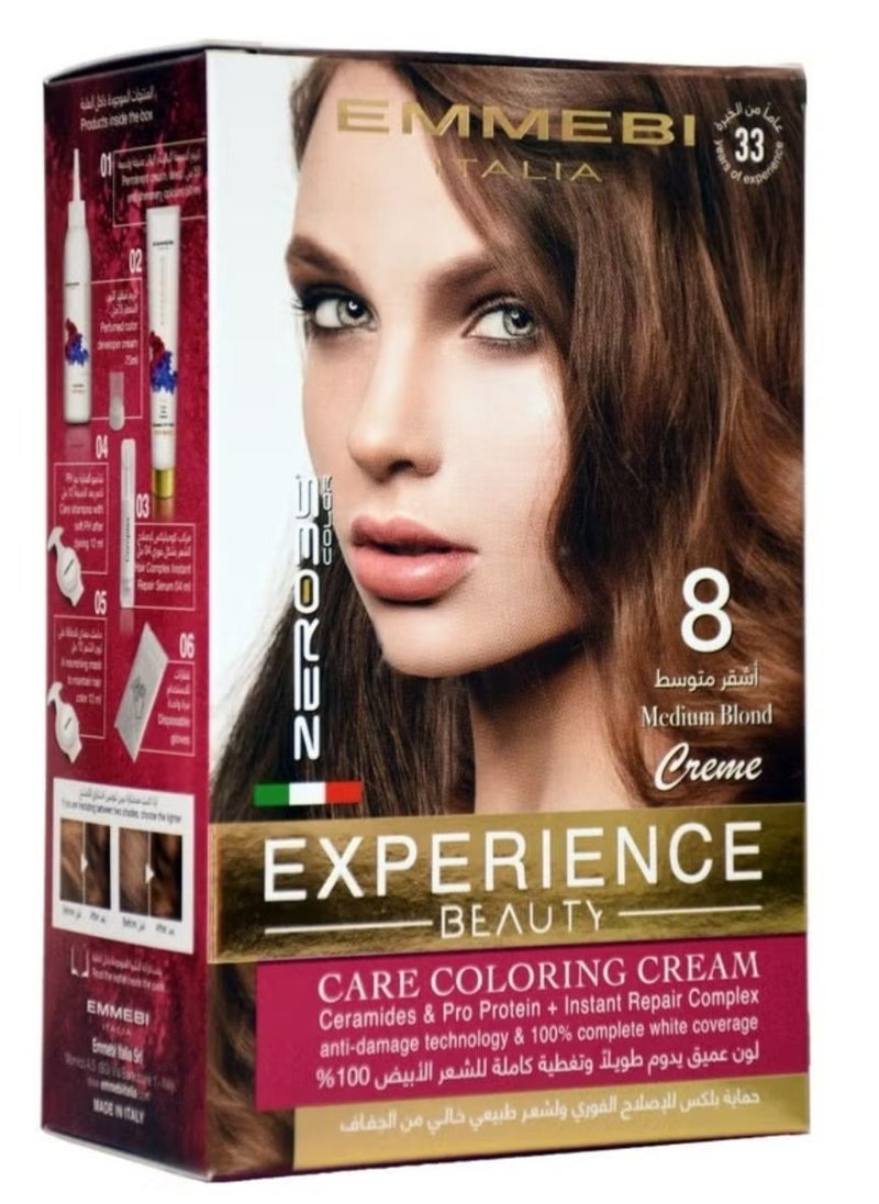 Beauty Experience Care Coloring Cream Medium Blond 8