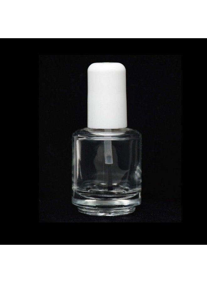 Premium Empty Polish Bottle Clear + Brush + Mixing Ball + White Cap 0.5 Oz (2 Piece)