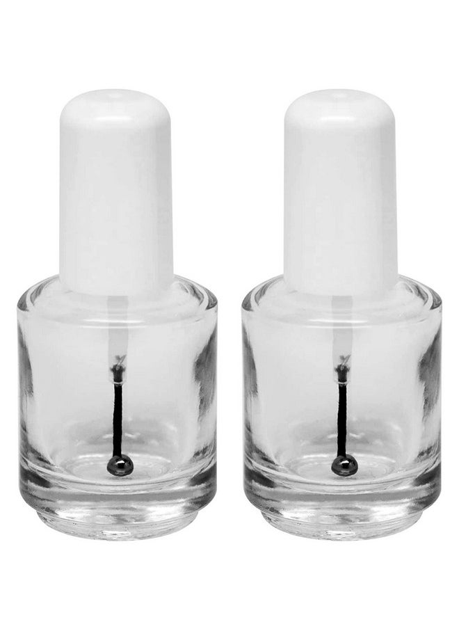 Premium Empty Polish Bottle Clear + Brush + Mixing Ball + White Cap 0.5 Oz (2 Piece)